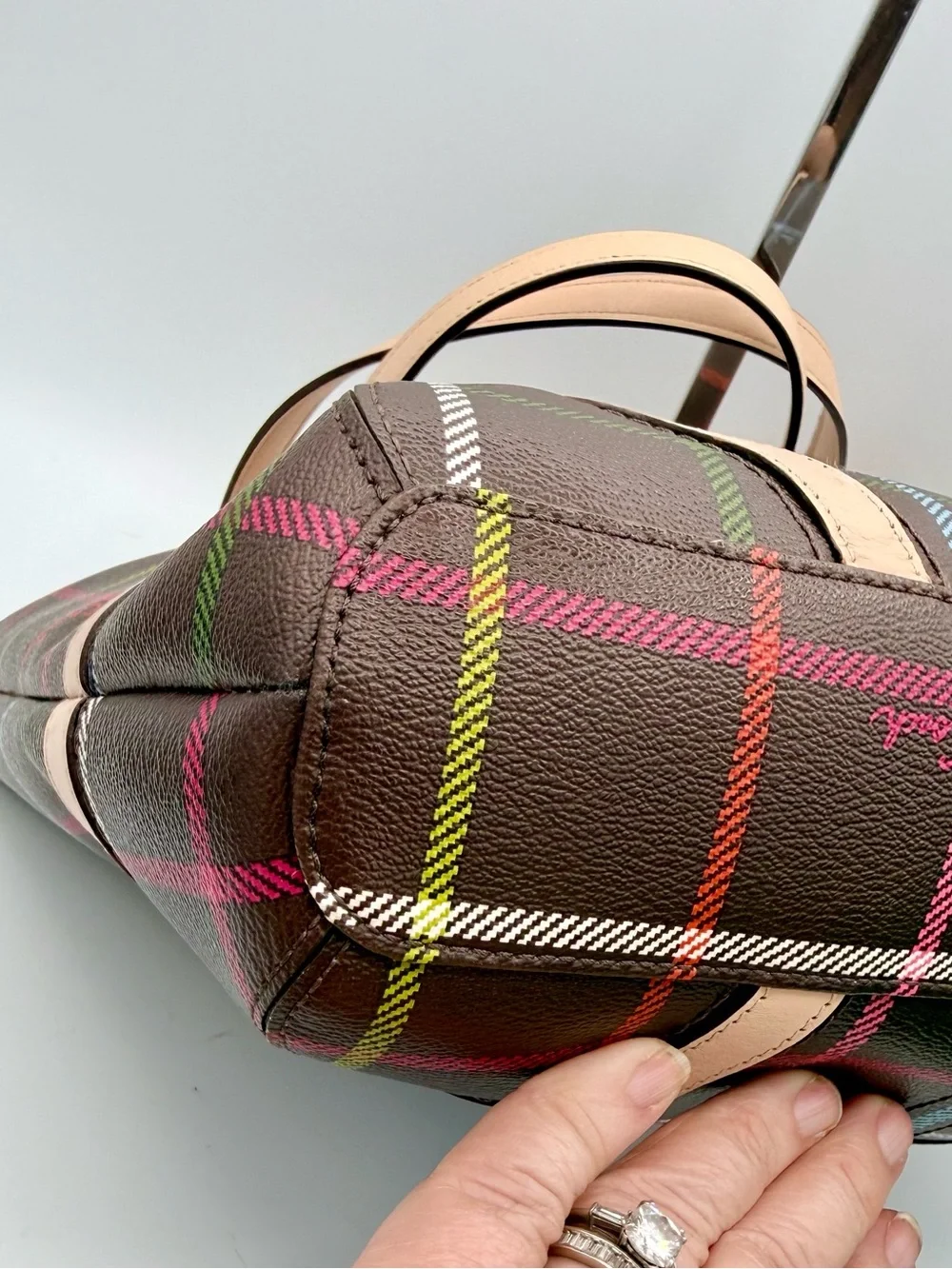 Coach Peyton Tattersall Multicolor Plaid Tote F24389